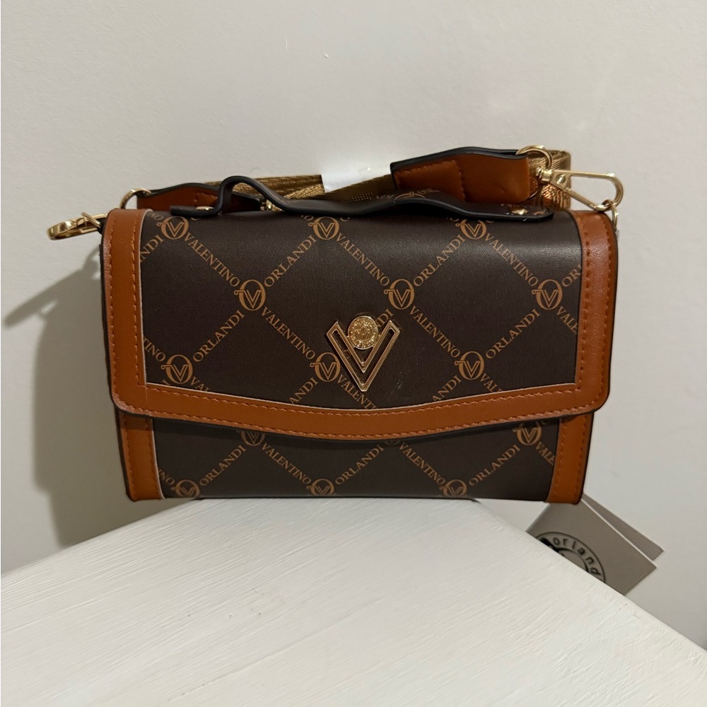 Valentino Orlandi Elegant Brown and Tan Shoulder Bag *NWT* - Picture 5 of 6
